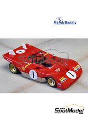 Marsh Models: Car scale model kit 1/43 scale - Ferrari 312PB Spa Ferrari SEFAC Team #1, 7, 15, 40 - Jacques Bernard 'Jacky' Ickx (BE) + Clay Regazzoni (CH), Mario Andretti (US) + Jacques Bernard 'Jacky' Ickx (BE) - Monza 1000 Kilometres, N�rburgring 1000 Kilometres, Watkins Glen 6 Hours, Zeltweg 1000 Kilometres, Spa 1000 Kilometres 1971 - photo-etched parts, resin parts, turned metal parts, water slide decals, white metal parts, other materials and assembly instructions