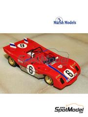 Marsh Models: Car scale model kit 1/43 scale - Ferrari 312PB Spa Ferrari SEFAC Team #2, 3, 4, 6, 9, 10, 11, 28, 30, 32 - Mario Andretti (US) + Jacques Bernard 'Jacky' Ickx (BE), Ronnie Peterson (SE) + Timothy Theodore 'Tim' Schenken (AT), Clay Regazzoni (CH) + Brian Redman (GB) - 1000 Kms Brands Hatch, 1000 Kms Buenos Aires, 12 Hours Sebring, Early season, Daytona 6 Hours 1972 - photo-etched parts, resin parts, turned metal parts, water slide decals, white metal parts, other materials and assembly instructions