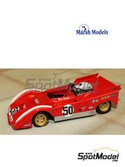 Marsh Models: Car scale model kit 1/43 scale - Ferrari 712 Ferrari SEFAC Team sponsored by Shell, Heuer #50 - Mario Andretti (US) - Can-Am Watkins Glen 1971 - photo-etched parts, resin parts, turned metal parts, water slide decals, white metal parts, other materials and assembly instructions