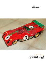 Marsh Models: Car scale model kit 1/43 scale - Ferrari 312PB Ferrari SEFAC Team sponsored by Heuer #1, 2, 3, 5, 10, 12 - Jacques Bernard 'Jacky' Ickx (BE) + Brian Redman (GB), Carlos Pace (BR) + Arturo Merzario (IT), Nino Vaccarella (IT) + Arturo Merzario (IT), Timothy Theodore 'Tim' Schenken (AT) + Carlos Reutemann (AR) - Nrburgring 1000 Kilometres, Targa Florio, Watkins Glen 6 Hours, 6 Hours Vallelunga 1973 - photo-etched parts, resin parts, turned metal parts, water slide decals, white metal parts, other materials and assembly instructions