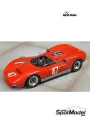Marsh Models: Car scale model kit 1/43 scale - McLaren M1B McLaren Cars Team #2, 4, 14, 47 - Phil Hill (US), Bruce McLaren (NZ) - Nassau Tourist Trophy, GP Canada Mosport, Pacific Northwest GP, Riverside 200 Miles 1965 - photo-etched parts, resin parts, turned metal parts, water slide decals, white metal parts, other materials and assembly instructions image