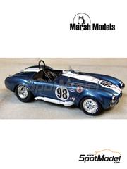 Marsh Models: Car scale model kit 1/43 scale - AC Cobra 427 Shelby American Inc Team #4, 98 - Ken Miles (US) - USRRC Riverside, Australian TT Tourist Trophy 1965 - photo-etched parts, resin parts, turned metal parts, water slide decals, white metal parts, other materials and assembly instructions