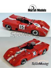 Marsh Models: Car scale model kit 1/43 scale - McLaren M12 Bill Bradley Racing Team #3, 15 - David Prophet (GB), Leo Kinnunen (FI) - Interserie 1970 - photo-etched parts, resin parts, turned metal parts, water slide decals, white metal parts, other materials and assembly instructions image