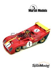Marsh Models: Car scale model kit 1/43 scale - Ferrari 312PB Ferrari Sefac Team #1, 2, T3 - Jacques Bernard 'Jacky' Ickx (BE) + Brian Redman (GB), Clay Regazzoni (CH) + Arturo Merzario (IT) - Targa Florio, 9 Hours Kyalami 1972 and 1973 - photo-etched parts, resin parts, turned metal parts, water slide decals, white metal parts, other materials and assembly instructions