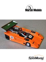 Marsh Models: Car scale model kit 1/43 scale - AVS Shadow Advanced Vehicle Systems Team #16 - George Follmer (US) - Can-Am Canadian-American Challenge Cup 1970 - photo-etched parts, resin parts, turned metal parts, water slide decals, white metal parts, other materials and assembly instructions image