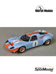 Marsh Models: Car scale model kit 1/43 scale - Mirage M1 John Wyer Automotive Engineering Team #1 - David Hobbs (GB) + Jacques Bernard 'Jacky' Ickx (BE) - 9 Hours Kyalami 1968 - photo-etched parts, resin parts, turned metal parts, water slide decals, white metal parts, other materials and assembly instructions image