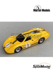 Marsh Models: Car scale model kit 1/43 scale - Ford MK.IV Ford Motor Company Team #1 - Bruce McLaren (NZ) + Mario Andretti (US) - 12 Hours Sebring 1967 - photo-etched parts, resin parts, turned metal parts, water slide decals, white metal parts, other materials and assembly instructions