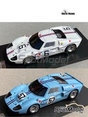 Marsh Models: Car scale model kit 1/43 scale - Ford GT40 MK IIB Ford France, Holman & Moody, Shelby American Team #1, 5, 6, 57 - Guy Ligier (FR) + Joseph 'Jo' Schlesser (FR), Frank Gardner (AU) + Roger McCluskey (US), Ronnie Bucknum (US) + Paul Hawkins (AU) - 24 Hours Le Mans, 12 hours Reims 1967 - photo-etched parts, resin parts, turned metal parts, water slide decals, white metal parts, other materials and assembly instructions