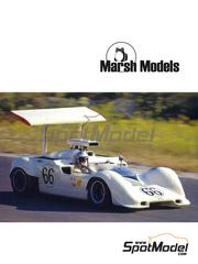 Marsh Models: Car scale model kit 1/43 scale - Chaparral 2G Chaparral Cars Team #66 - Jim Hall (US) - Can-Am Bridgehampton 1968 - photo-etched parts, resin parts, turned metal parts, water slide decals, white metal parts, other materials and assembly instructions image