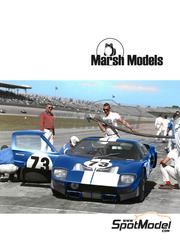 Marsh Models: Car scale model kit 1/43 scale - Ford GT40 Mk II Shelby American Team #7, 10, 11, 12, 68, 69, 72, 73 - Bob Bondurant (US) + Umberto Maglioli (IT), Richie Ginther (US) + Phil Hill (US), Ken Miles (US) + Bruce McLaren (NZ), Chris Amon (NZ) + Bruce McLaren (NZ) + Phil Hill (US), Bruce McLaren (NZ) + Phil Hill (US), Chris Amon (NZ) + Umberto Maglioli (IT), Ken Miles (US) + Bruce McLaren (NZ), Phil Hill (US) + Bob Bondurant (US), Lloyd Ruby (US) + Ken Miles (US) - Monza 1000 Kilometres, Nrburgring 1000 Kilometres, 12 Hours Sebring, 24 Hours Le Mans, Daytona 2000 kilometres 1965 - photo-etched parts, resin parts, turned metal parts, water slide decals, white metal parts, other materials and assembly instructions