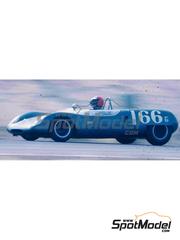 Marsh Models: Car scale model kit 1/43 scale - Lotus 23 Ian Walker Racing, Irish Racing, Ecurie Vitesse Team #1, 5, 9, 10, 11, 43, 64, 69, 110, 166 - Graham Hill (GB), Mike Goth (US), Bill Bradshaw (IE), Jack Brabham (AU), Chuck Parsons (US), Tim Mayer (US), Skip Barber (US), Paul Hawkins (AU) + Peter Ryan (CA), Jim Clark (GB), Bill Molle (US) - Nürburgring 1000 Kilometres, USRRC Laguna Seca, GP Canada Mosport, Pacific Northwest GP, Laguna Seca 200 Miles, USRRC Bridgehampton, SCCA National Virginia 1962, 1963 and 1965 - photo-etched parts, resin parts, turned metal parts, water slide decals, white metal parts, other materials and assembly instructions image