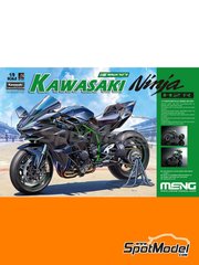 Meng Model: Motorbike scale model kit 1/9 scale - Kawasaki Ninja H2R - metal parts, photo-etched parts, plastic parts, rubber parts, water slide decals, assembly instructions and painting instructions
