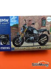 Meng Model: Motorbike scale model kit 1/9 scale - BMW R nineT #21 - metal parts, paint masks, photo-etched parts, plastic parts, rubber parts, water slide decals, other materials, assembly instructions and painting instructions