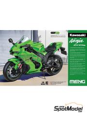 Meng Model: Motorbike scale model kit 1/9 scale - Kawasaki Ninja ZX-10RR - metal parts, photo-etched parts, plastic parts, rubber parts, water slide decals, assembly instructions and painting instructions