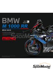 Meng Model: Motorbike scale model kit 1/9 scale - BMW M 1000 RR (pre-painted) - metal parts, photo-etched parts, plastic parts, rubber parts, water slide decals, assembly instructions and painting instructions