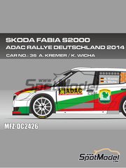 Mf-zone: Decals 1/24 scale - Skoda Fabia S2000 Evo sponsored by Landpute #36 - Armin Kremer (DE) + Klaus Wicha (DE) - ADAC Deutschland Rally 2014 - for Belkits reference BEL-004