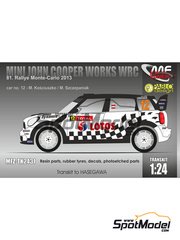 Mf-zone: Marking / livery 1/24 scale - Mini John Cooper Works WRC sponsored by Lotos #12 - Michal Kosciuszko (PL) + Maciej Szczepaniak (PL) - Monte Carlo Rally - Rallye Automobile de Monte-Carlo 2013 - photo-etched parts, resin parts, rubber parts, water slide decals and assembly instructions - for Hasegawa kit
