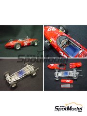 Model Factory Hiro: Car scale model kit 1/20 scale - Ferrari 156 Shark Nose #2, 4, 6, 32 - Phil Hill (US), Wolfgang von Trips (DE), Richie Ginther (US), Giancarlo Baghetti (IT) - Italian Grand Prix 1961