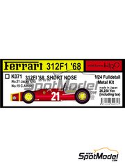 Model Factory Hiro: Car scale model kit 1/24 scale - Ferrari 312F1 Short Nose - Spanish Formula 1 Grand Prix 1969