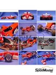 Model Factory Hiro: Car scale model kit 1/20 scale - Ferrari F2003-GA Scuderia Ferrari Team sponsored by Marlboro #1, 2 - Michael Schumacher (DE), Rubens Barrichello (BR) - Japanese Formula 1 Grand Prix 2003