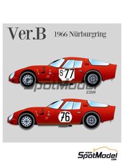 Model Factory Hiro: Car scale model kit 1/24 scale - Alfa Romeo Giulia TZ2 #76, 77 - Andrea de Adamich (IT) + Teodore Zeccoli (IT), Lucien Bianchi (BE) + Herbert Schultze (DE) - N&uuml;rburgring 1000 Kilometres 1966 - photo-etched parts, resin parts, rubber parts, seatbelt fabric, vacuum formed parts, water slide decals, white metal parts, assembly instructions and painting instructions image