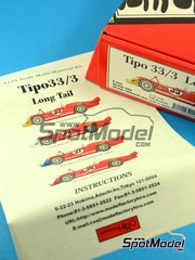 Model Factory Hiro: Car scale model kit 1/24 scale - Alfa Romeo Tipo 33/3 Long tail - 24 Hours Le Mans 1970 image