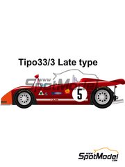 Model Factory Hiro: Car scale model kit 1/24 scale - Tipo 33/3 Late type ver. A #32, 33, 34 - Sebring 1971