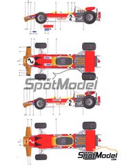 Model Factory Hiro: Car scale model kit 1/20 scale - Lotus 49B MK III Works Low wing Lotus Team sponsored by Gold Leaf - British Formula 1 Grand Prix, USA - United States of America Formula 1 Grand Prix 1969