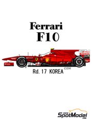 Model Factory Hiro: Car scale model kit 1/20 scale - Ferrari F10 Scuderia Ferrari Team sponsored by Banco Santander #7, 8 - Fernando Alonso (ES), Felipe Massa (BR) - Korea Grand Prix 2010