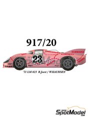 Model Factory Hiro: Car scale model kit 1/24 scale - Porsche 917/20 Pink Pig #23 - Reinhold Joest (DE) + Willi Kauhsen (DE) - 24 Hours Le Mans 1971 - photo-etched parts, resin parts, rubber parts, seatbelt fabric, turned metal parts, vacuum formed parts, water slide decals, white metal parts, other materials and assembly instructions image