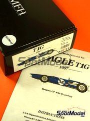 Model Factory Hiro: Car scale model kit 1/20 scale - Anglo-American Eagle T1G #36 - Dan Gurney (US) - Belgian Formula 1 Grand Prix 1967 - multimaterial kit image
