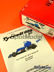 Model Factory Hiro: Car scale model kit 1/20 scale - Tyrrell Ford 006 Tyrrell Racing Team sponsored by ELF #5, 6 - Sir John Young 'Jackie' Stewart (GB), Francois Cevert (FR) - German Formula 1 Grand Prix, Dutch Formula 1 Grand Prix 1973 - multimaterial kit image