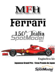 Model Factory Hiro: Car scale model kit 1/20 scale - Ferrari 150 Italia Scuderia Ferrari Team sponsored by Banco Santander #5, 6 - Fernando Alonso (ES), Felipe Massa (BR) - Japanese Formula 1 Grand Prix 2011