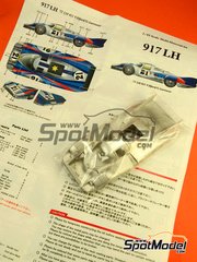Model Factory Hiro: Car scale model kit 1/43 scale - Porsche 917 LH sponsored by Martini #21 - Vic Elford (GB) + G&eacute;rard Larrousse (FR) - 24 Hours Le Mans 1971 - 3D printed parts, photo-etched parts, resin parts, rubber parts, turned metal parts, vacuum formed parts, water slide decals, white metal parts, assembly instructions and painting instructions image