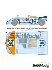 Model Factory Hiro: Car scale model kit 1/24 scale - Porsche 908/03 sponsored by Gulf #36 - Richard Attwood (GB) + Bjrn Waldegrd (SE) - Targa Florio 1970 - Multimaterial kit