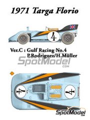 Model Factory Hiro: Car scale model kit 1/24 scale - Porsche 908/03 sponsored by Gulf #4 - Pedro Rodriguez (MX) + Herbert Mller (CH) - Targa Florio 1971 - Multimaterial kit