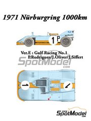 Model Factory Hiro: Car scale model kit 1/24 scale - Porsche 908/03 sponsored by Gulf #1 - Pedro Rodriguez (MX) + Jackie Oliver (GB) + Joseph 'Jo' Siffert (CH) - N�rburgring 1000 Kilometres 1971 - Multimaterial kit