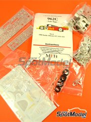 Model Factory Hiro: Car scale model kit 1/43 scale - Porsche 962C sponsored by Shell #17, 18, 19 - Klaus Ludwig (DE) + Hans-Joachim Stuck (DE) + Derek Bell (GB) - 24 Hours Le Mans 1988 - multimaterial kit image