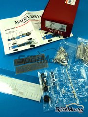 Model Factory Hiro: Car scale model kit 1/43 scale - Matra MS11 Equipe Matra Team sponsored by ELF #1 - Jean-Pierre Beltoise (FR) - Monaco Formula 1 Grand Prix 1968 - Multimaterial kit