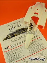 Model Factory Hiro: Car scale model kit 1/12 scale - Lotus Renault 98T Lotus Team sponsored by John Player Special #11, 12 - Johnny Dumfries (GB), Ayrton Senna da Silva (BR) - Spanish Formula 1 Grand Prix, USA - United States of America Formula 1 Grand Prix 1986 - multimaterial kit image
