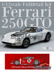 Model Factory Hiro: Car scale model kit 1/12 scale - Ferrari 250 GTO chassis 4399GT North American Racing Team #26 - Ed Hugus (US) + Jos&eacute; Rosinski (FR) - 24 Hours Le Mans 1964 - Multimaterial kit image