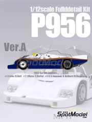 Model Factory Hiro: Car scale model kit 1/12 scale - Porsche 956 sponsored by Rothmans #1, 2, 3 - Jacques Bernard 'Jacky' Ickx (BE) + Derek Bell (GB), Jochen Mass (DE) + Stefan Bellof (DE), Vern Schuppan (AU) + Alvah Robert 'Al' Holbert (US) + Hurley Haywood (US) - 24 Hours Le Mans 1983 - multimaterial kit image
