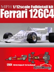Model Factory Hiro: Car scale model kit 1/12 scale - Ferrari 126C4 Scuderia Ferrari Team sponsored by Fiat Agip #27, 28 - Michele Alboreto (IT), Ren&eacute; Arnoux (FR) - Belgian Formula 1 Grand Prix, San Marino Formula 1 Grand Prix 1984 - multimaterial kit image