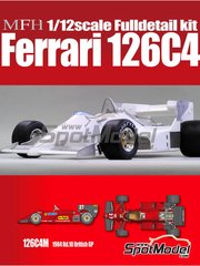 Model Factory Hiro: Car scale model kit 1/12 scale - Ferrari 126C4M Scuderia Ferrari Team sponsored by Fiat Agip #27, 28 - Michele Alboreto (IT), Ren&eacute; Arnoux (FR) - British Formula 1 Grand Prix 1984 - multimaterial kit image
