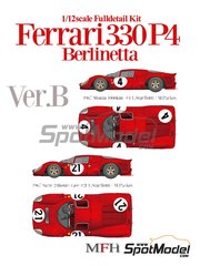 Model Factory Hiro: Car scale model kit 1/12 scale - Ferrari 330P4 Berlinetta SPA Ferrari SEFAC Team #4, 21 - Ludovico Scarfiotti (IT) + Michael Johnson 'Mike' Parkes (GB) - Monza 1000 Kilometres, 24 Hours Le Mans 1967 - photo-etched parts, resin parts, rubber parts, seatbelt fabric, turned metal parts, vacuum formed parts, water slide decals, white metal parts, assembly instructions and painting instructions image