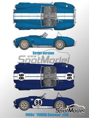 Model Factory Hiro: Car scale model kit 1/12 scale - Shelby 427 Cobra #98 1960 - metal parts, photo-etched parts, resin parts, rubber parts, vacuum formed parts, water slide decals, white metal parts, assembly instructions and painting instructions image