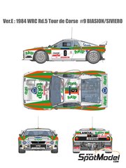 Model Factory Hiro: Car scale model kit 1/12 scale - Lancia Rally 037 Jolly Club Team sponsored by Totip #9 - Massimo 'Miki' Biasion (IT) + Tiziano Siviero (IT) - Tour de Corse 1984 - photo-etched parts, resin parts, rubber parts, seatbelt fabric, turned metal parts, vacuum formed parts, water slide decals, white metal parts, assembly instructions and painting instructions image