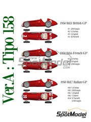 Model Factory Hiro: Car scale model kit 1/12 scale - Alfa Romeo 158 Alfetta - Juan Manuel Fangio (AR), Giuseppe "Nino" Farina (IT), Luigi Fagioli (IT), Reg Parnell (GB), Consalvo Sanesi (IT), Piero Taruffi (IT) - French Formula 1 Grand Prix, British Formula 1 Grand Prix, Italian Formula 1 Grand Prix 1950 - multimaterial kit image