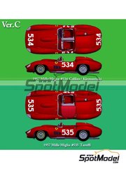 Model Factory Hiro: Car scale model kit 1/12 scale - Ferrari 315S / 335S #534, 535 - Peter Collins (GB) + Louis Klemantaski (GB), Piero Taruffi (IT) - Mille Miglia 1957 - photo-etched parts, resin parts, rubber parts, turned metal parts, water slide decals, white metal parts, assembly instructions and painting instructions