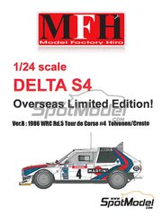 Model Factory Hiro: Car scale model kit 1/24 scale - Lancia Delta S4 sponsored by Martini #4 - Henri Toivonen (FI) + Sergio Cresto (US) - Tour de Corse 1986 - full colour photo-etched parts, photo-etched parts, resin parts, rubber parts, seatbelt fabric, turned metal parts, vacuum formed parts, water slide decals, white metal parts and assembly instructions image